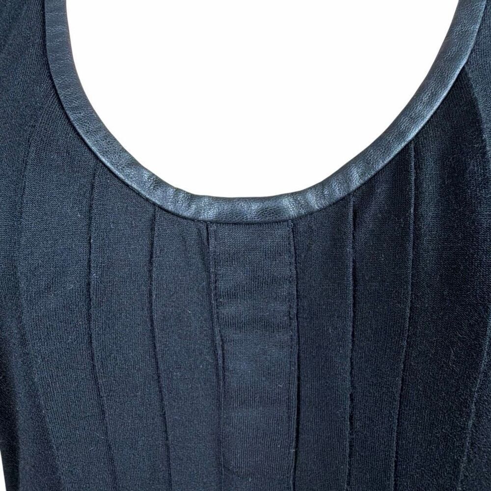 Givenchy Black Sleeveless Pleated Front Viscose Tunic Top Lambskin Trim Size M ( - Picture 4 of 13